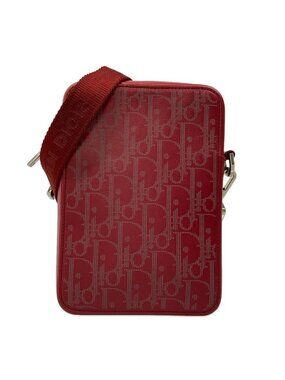 Dior Shoulder Bag Red Light Gray Leather